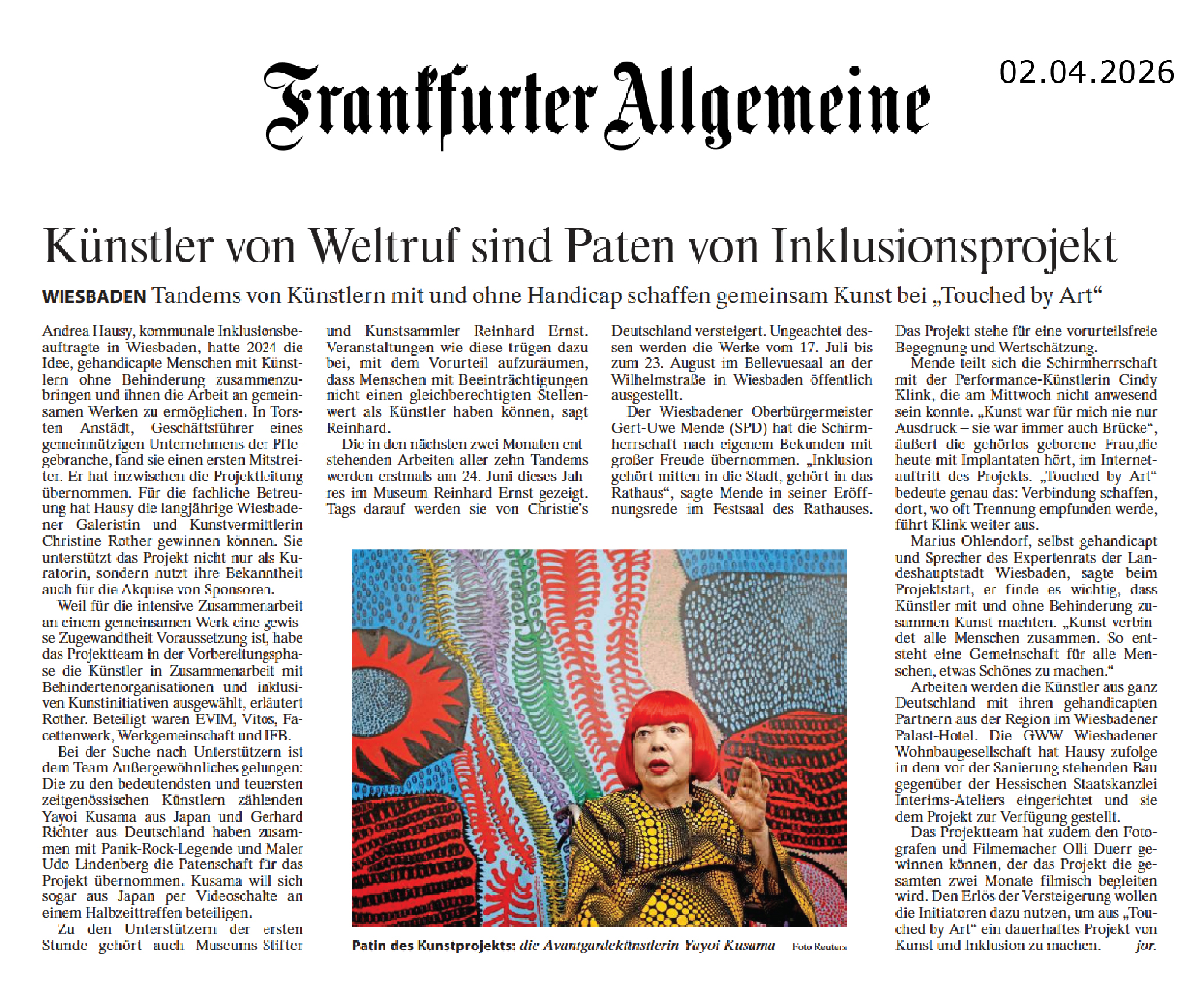 Ein Zeitungartikel aus der Frankfurter Allgemeine