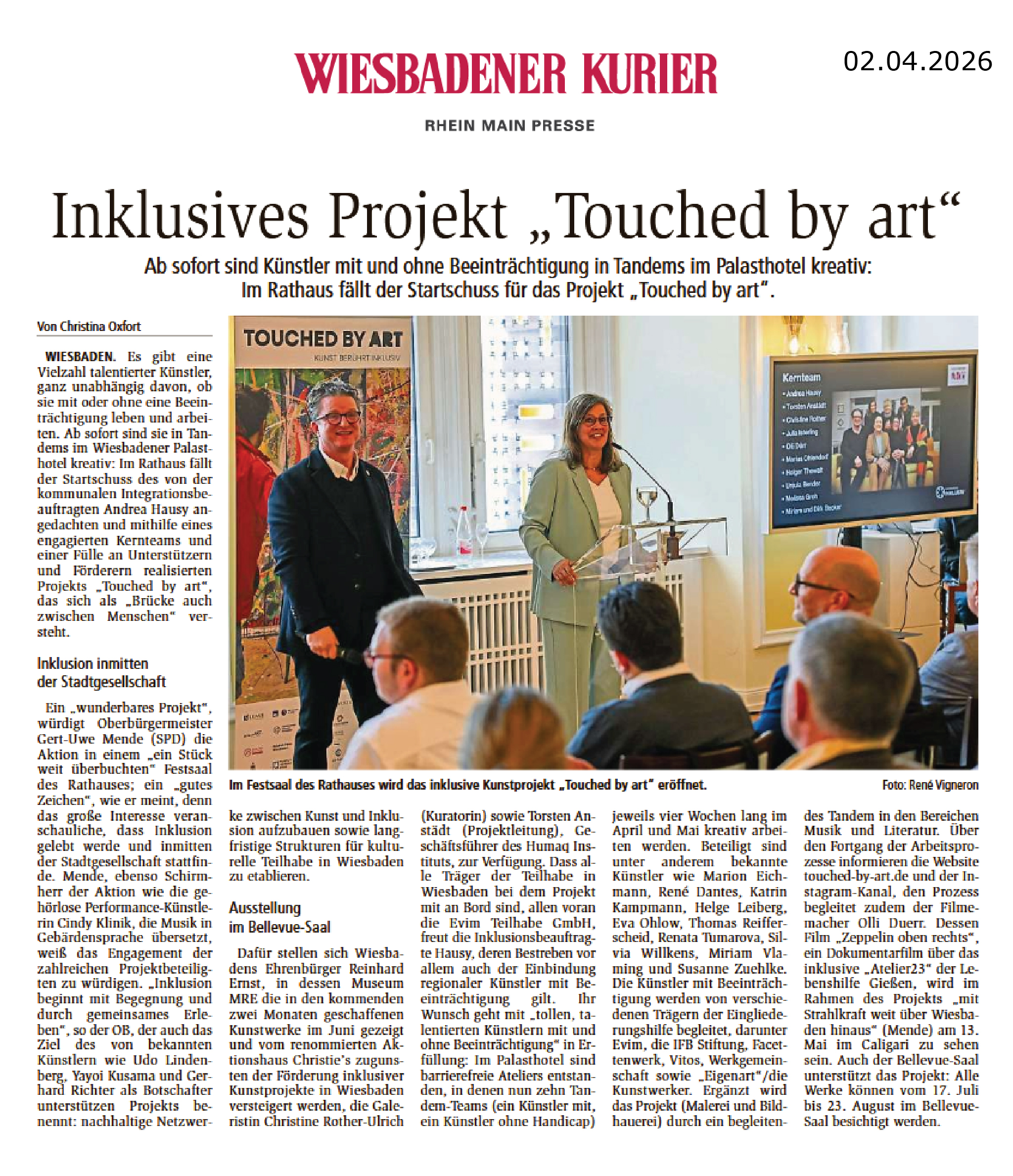 Ein Zeitungartikel aus dem Wiesbadener Kurier
